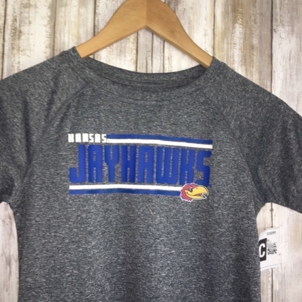 Kansas Jayhawks Boys Small Gray Tee KU Youth Shirt NCAA Fan Apparel - Picture 2 of 4